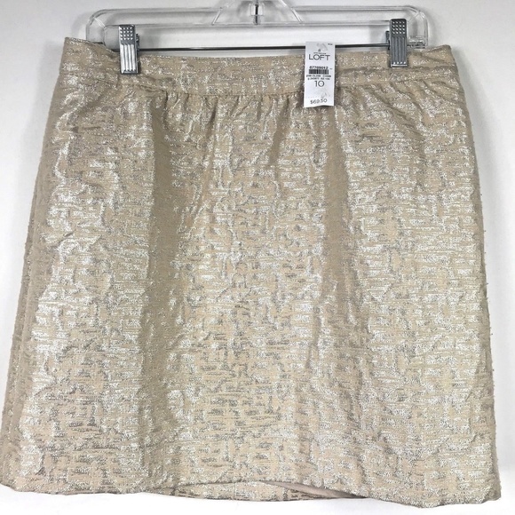 LOFT Dresses & Skirts - New Loft Pencil Gold Skirt Silver Sparkle Lined